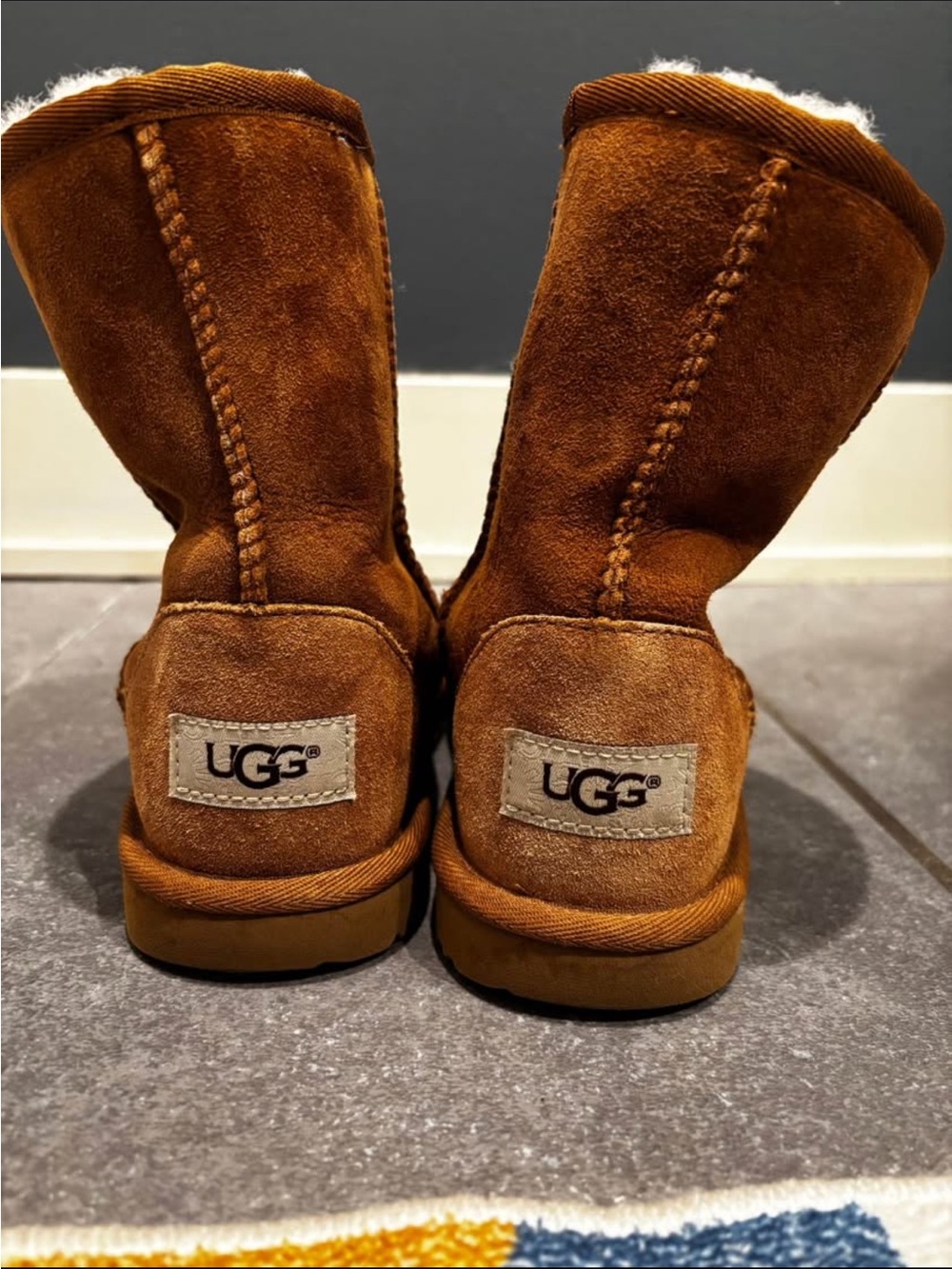 UGG Kids Chestnut Suede Shearling-Lined Boots